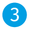 Weiße Nummer Drei in blauem Kreis