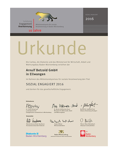 Sozial Engagiert Auszeichnung 2016 Urkunde Sozial Engagiert Auszeichnung 2016