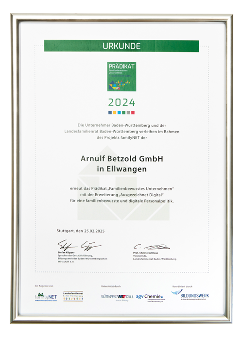 Auszeichnung familyNET 2024 Urkunde familyNET 2024