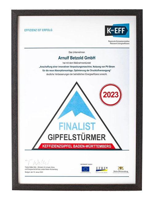 Finalist Gipfelstürmer 2023 Urkunde Finalist Gipfelstürmer 2023