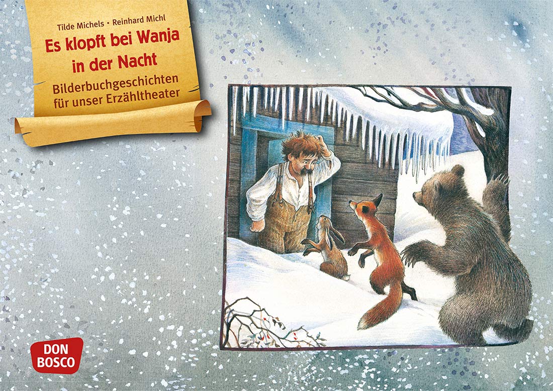 Illustration von Wanja vor seiner Hütte mit Tieren